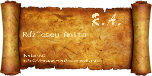 Récsey Anita névjegykártya